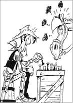 coloriage lucky luke joue aux echecs